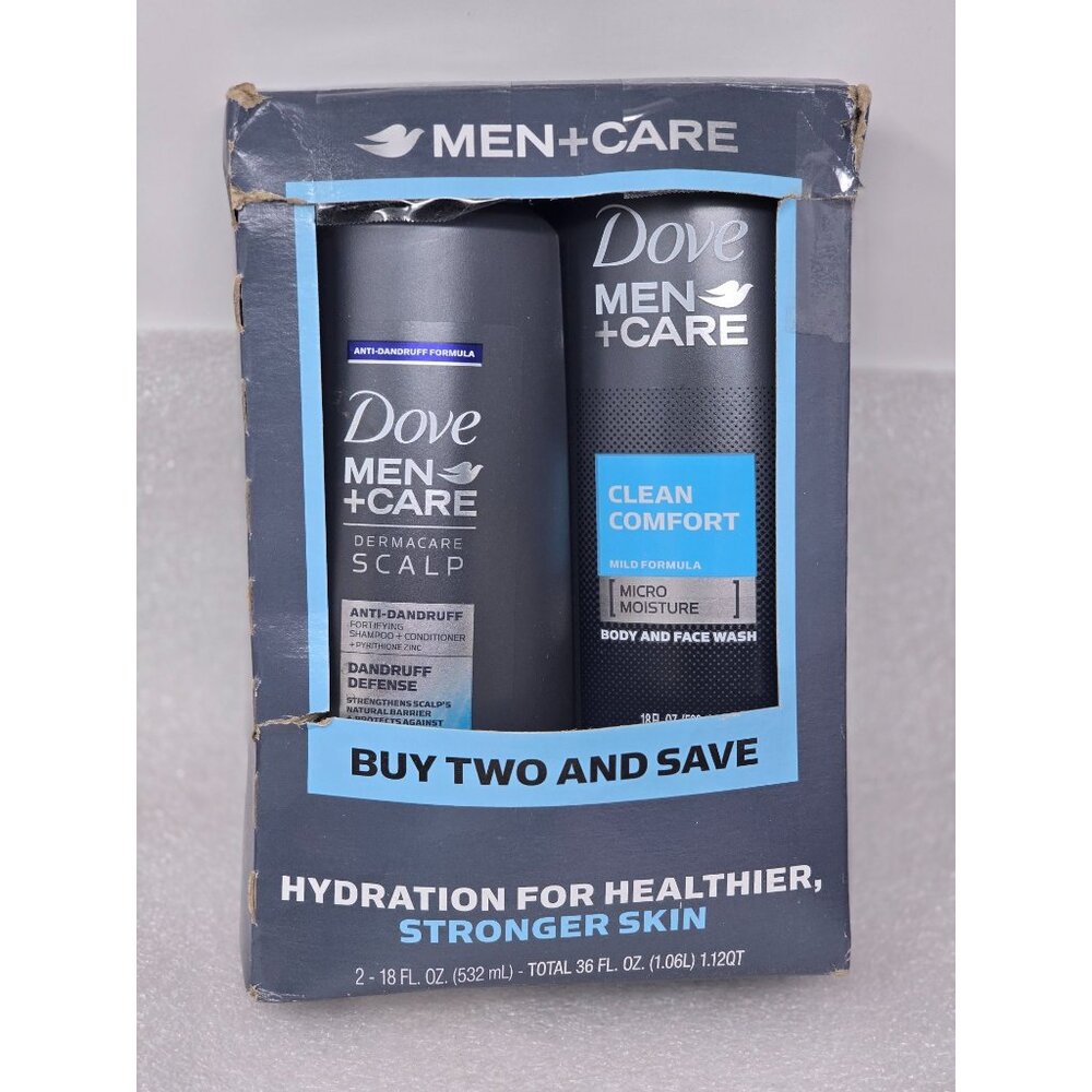 Dove Men + Care Clean Comfort Body Face Wash + Anti-Dandruff Shampoo Set 18 oz